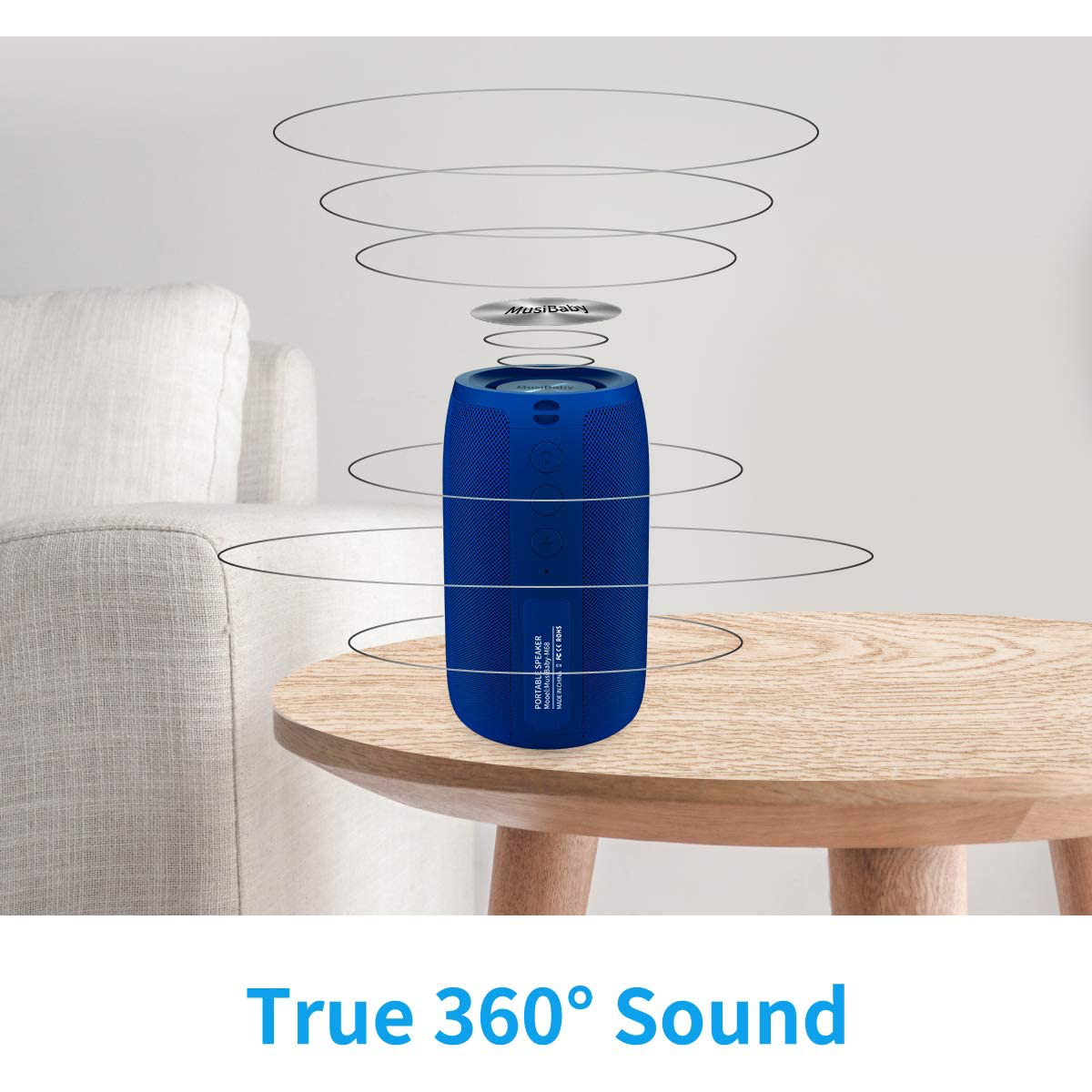 Bluetooth Speakers,MusiBaby Speaker,Outdoor Portable,Waterproof,Wireless Speakers,Dual Pairing,Bluetooth 5.0,Loud Stereo Booming Bass,1500 Mins Playtime for Home&Party Blue