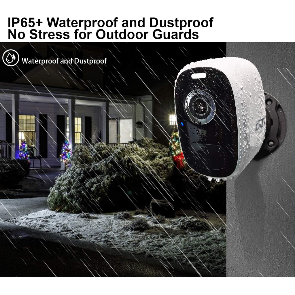 Wireless WiFi Security Camera for Outdoor/Home Battery Powered, 1080P Video/Color Night Vision/AI Motion Detection, Siren Alarm and Spotlight, 2-Way Audio, Waterproof, SD/Cloud