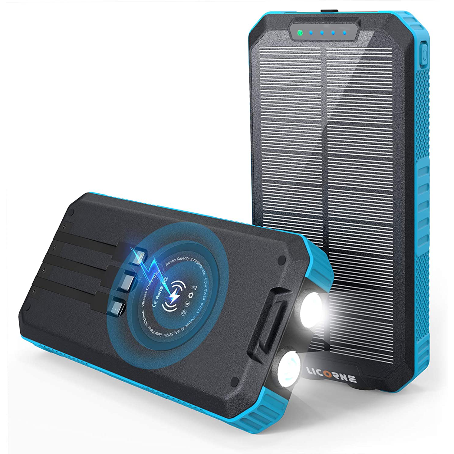30000mAh Solar Power Bank | Wireless Portable Charger Quick Charge