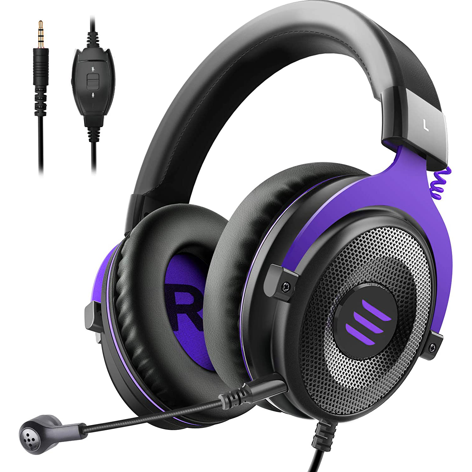 Gaming Headset Wired Headphones with Detachable Noise Canceling Microphone