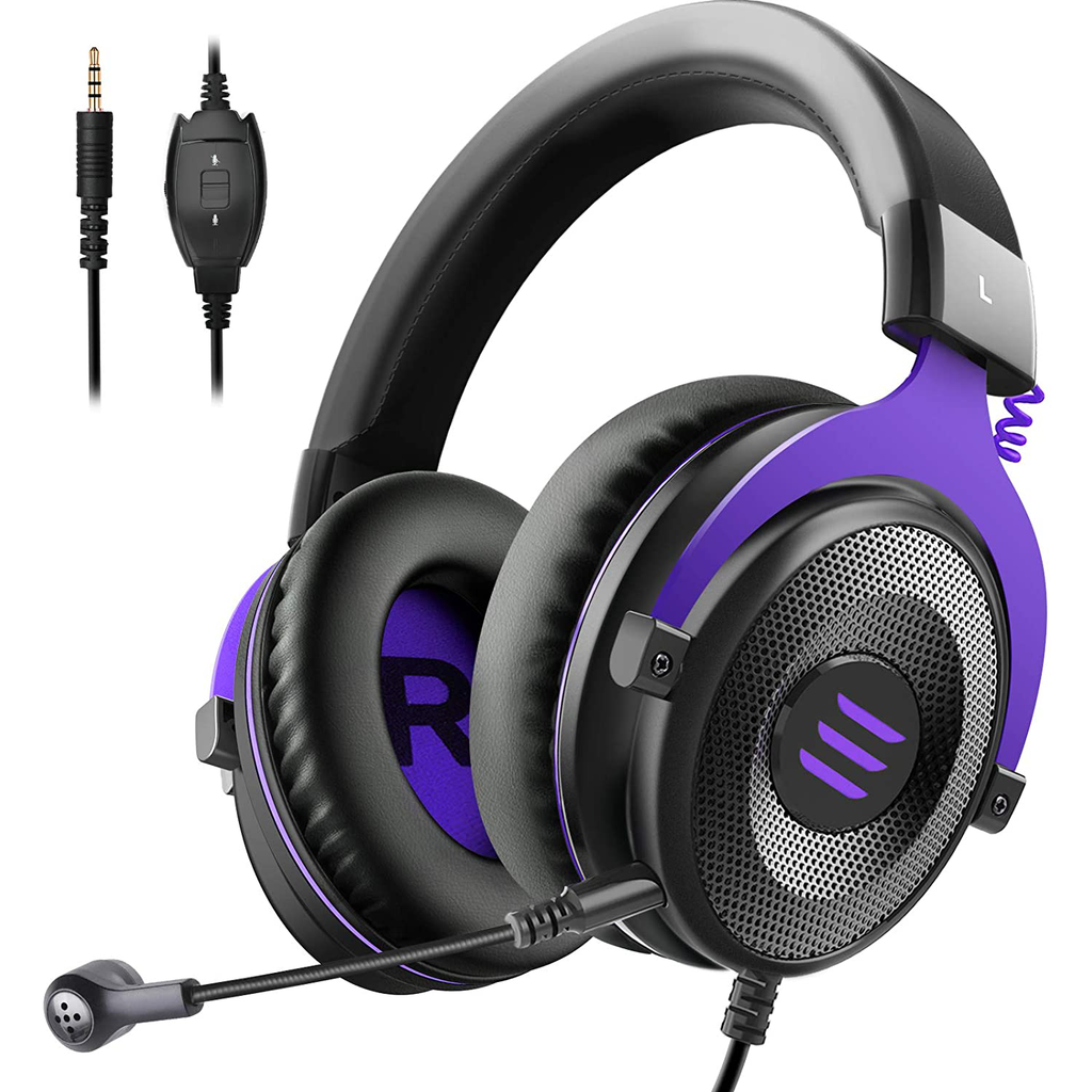 EKSA E900 Gaming Headset - PC Headset Wired Headphones with Detachable Noise Canceling Microphone, Over Ear Headphones Compatible with PS4/PS5 Controller, Xbox One, Nintendo Switch, PC, Computer
