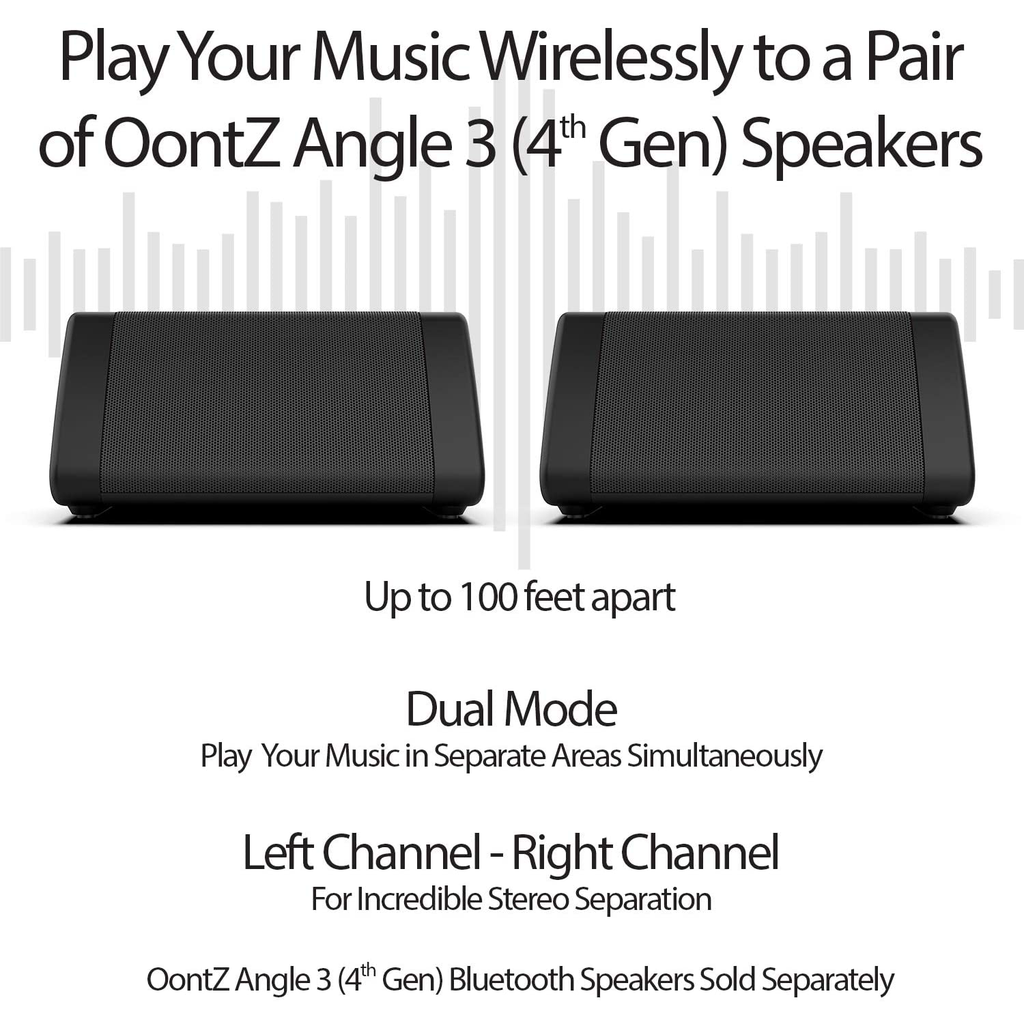 OontZ Angle 3 Bluetooth Portable Speaker, Louder Volume, Crystal Clear Stereo Sound, Rich Bass, 100 Foot Wireless Range, Microphone, IPX5, Bluetooth Speakers (Black)