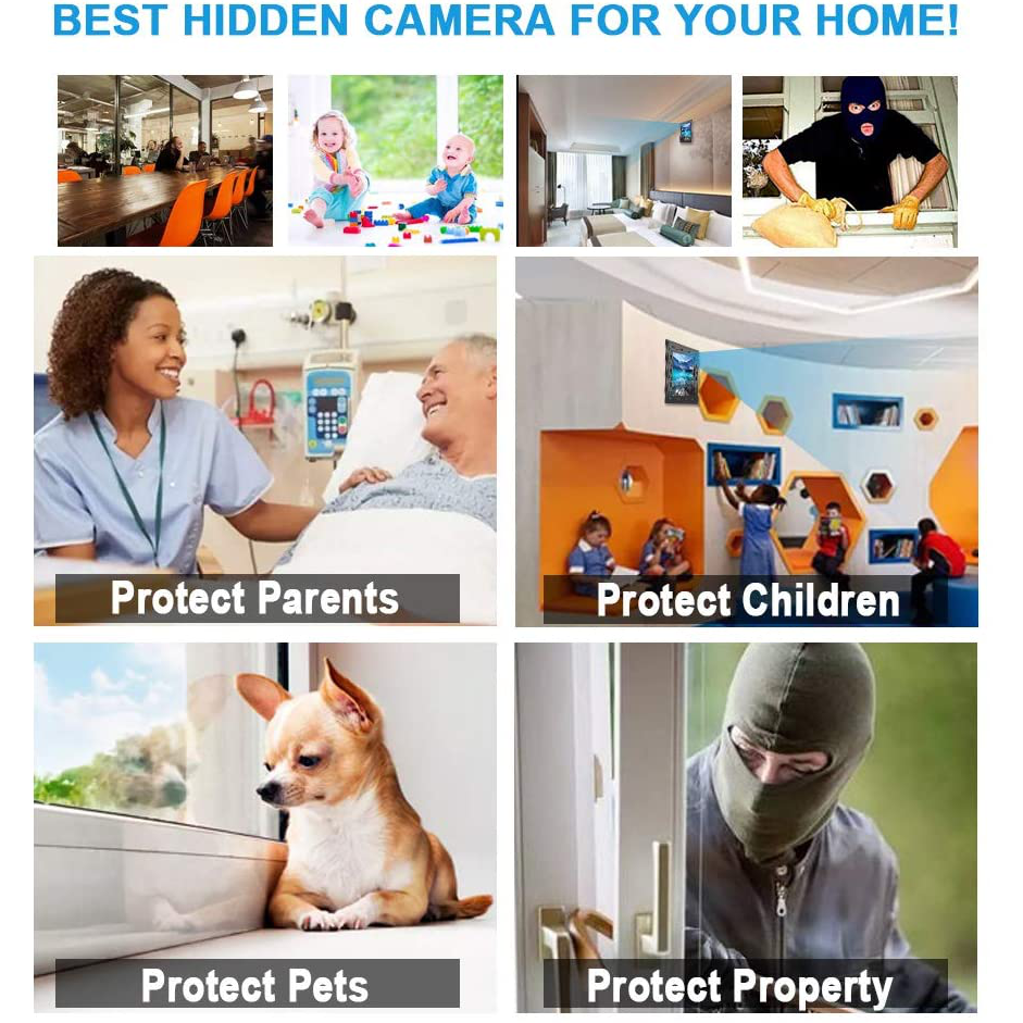 Spy Camera Hidden WiFi Photo Frame 1080P Hidden Security Camera Night Vision and Motion Detect Wireless IP Nanny Camera with One Year Battery Standby Time and Instant Alerts to Smartphone (Video Only)