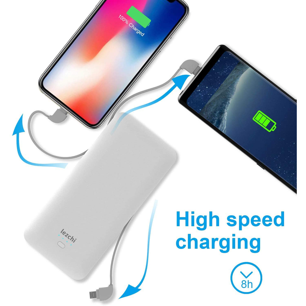 Portable Power Bank, Ultra Slim 10000mAh Portable Charger, USB C External Battery Pack with Built-in AC Plug, Charging Cable, Output Port, Compatible with All Kinds of Cellphones …